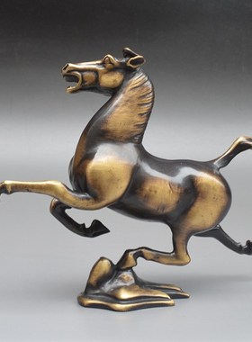 纯铜马踏飞燕摆件生肖成功马装饰品铜奔马客厅摆设工艺品