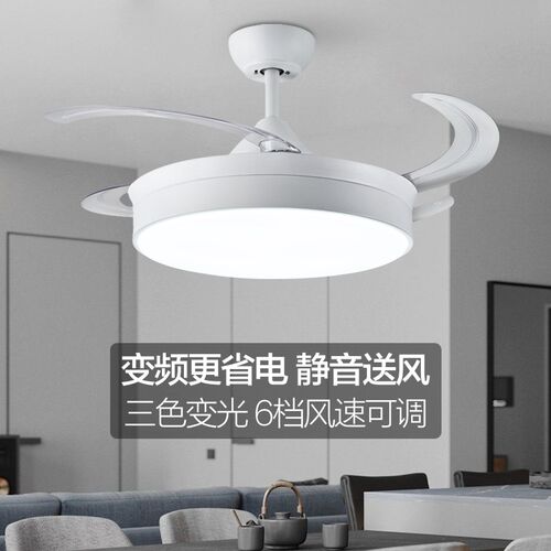 简约风扇灯餐厅吊扇灯卧室吊灯电灯一体家用客厅隐形带灯风扇吊灯 - 图0
