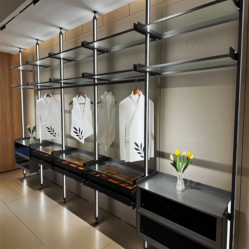 铝合金衣柜金属立柱定制玻璃顶天立地开放式框架置物架衣帽间悬浮,淘宝优惠券,粉丝福利购,淘宝优惠卷