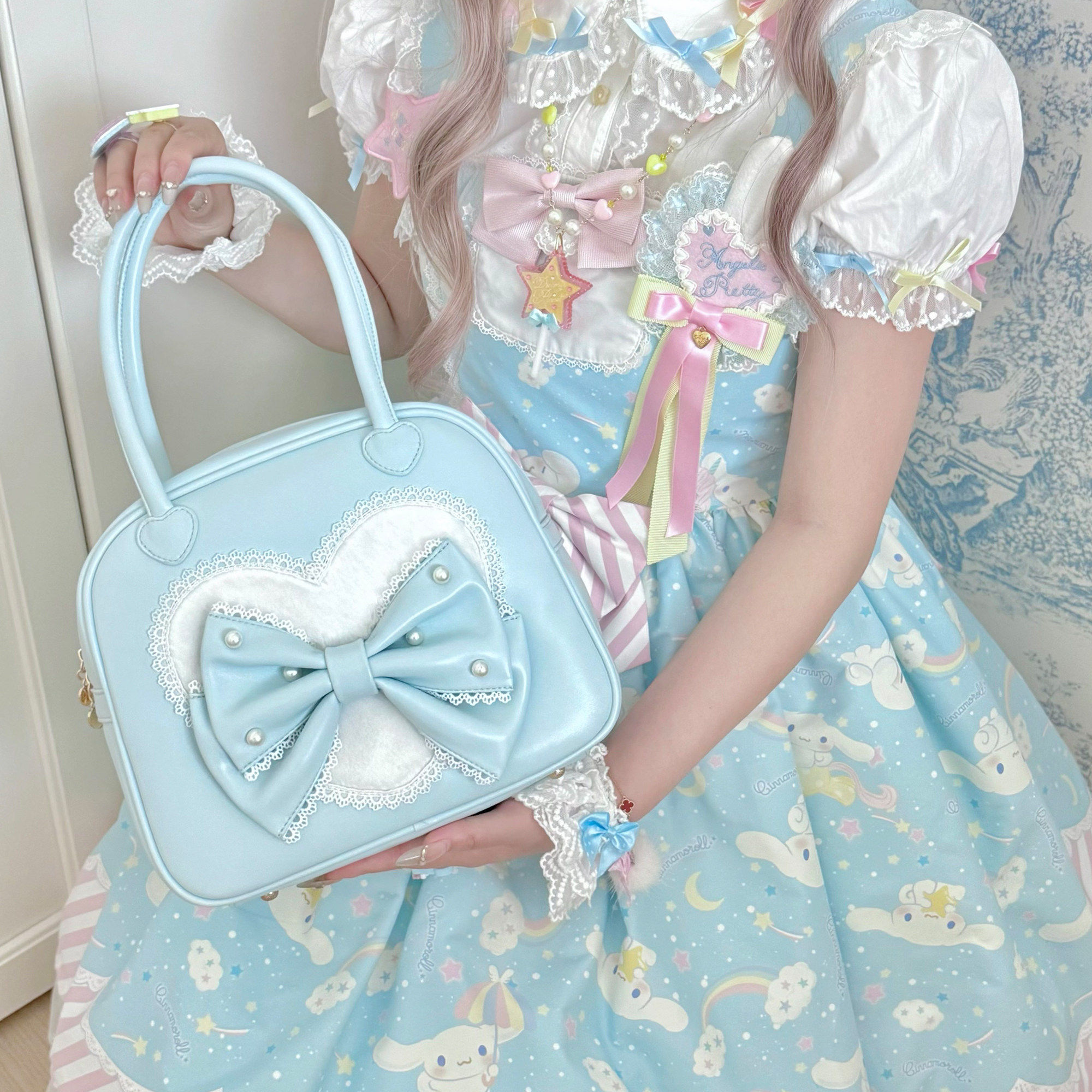 【现货】爱心波士顿lollita手提包原创设计可爱蝴蝶结花边甜娘包,淘宝优惠券,粉丝福利购,淘宝优惠卷