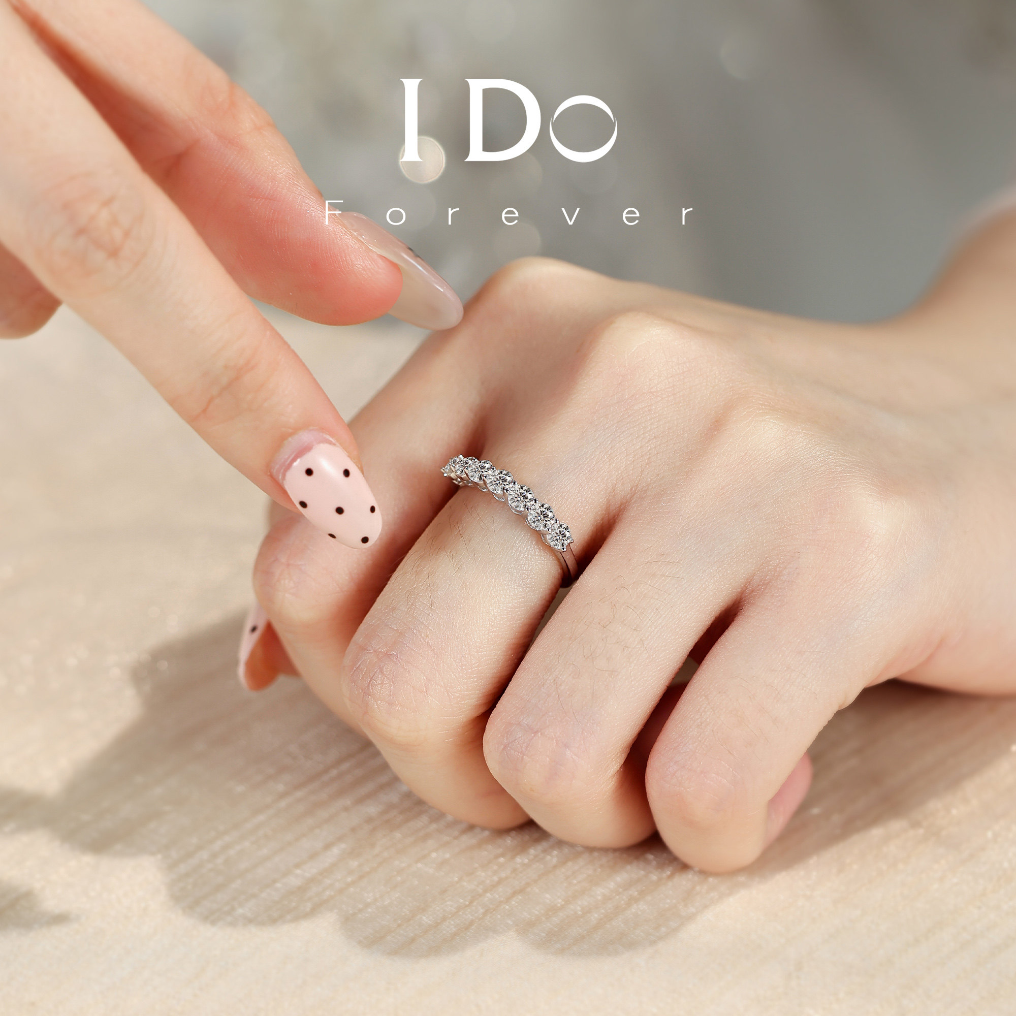 IDO Forever cultured diamond seven-star row diamond ring