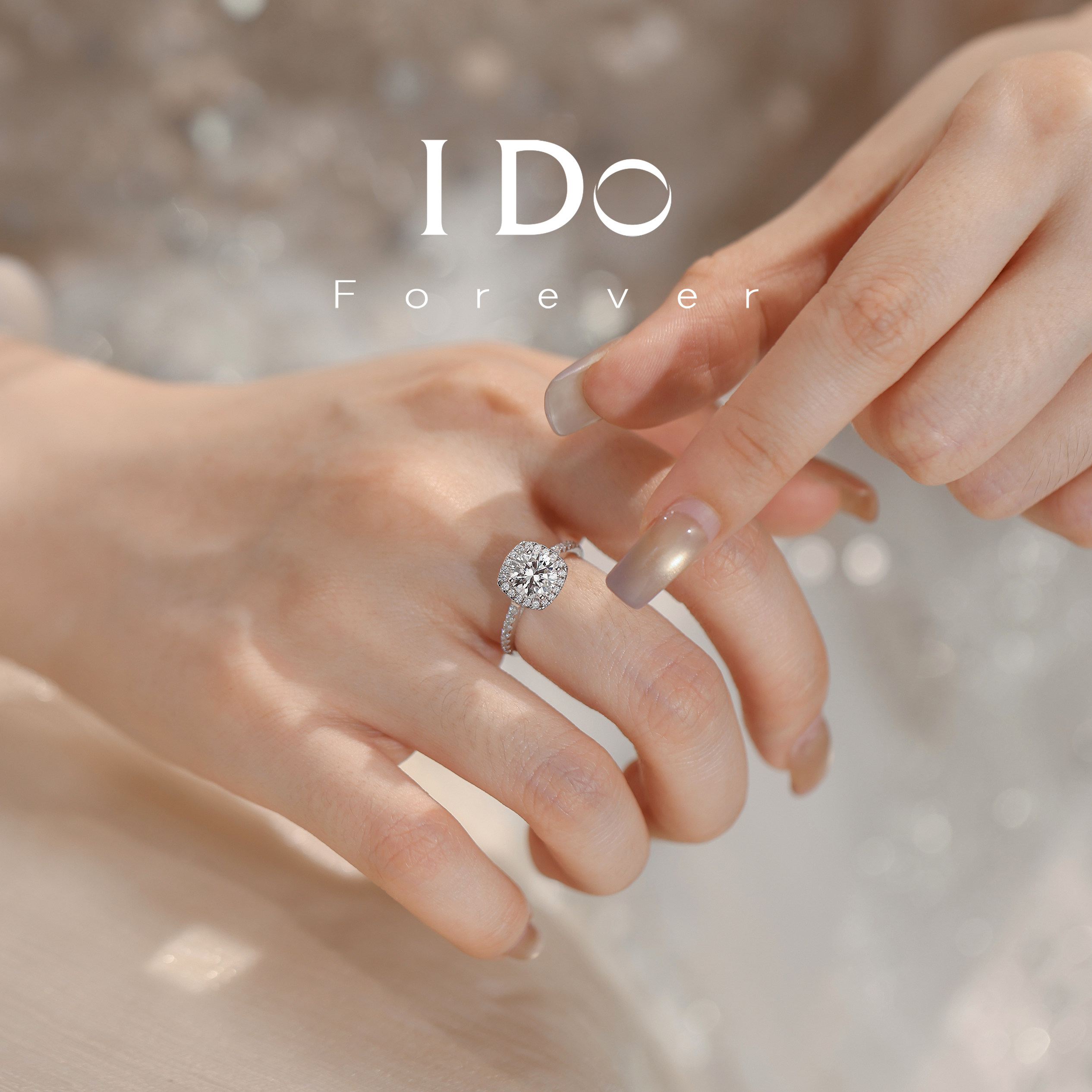I DO Forever cultivated diamond ring proposal one carat artificial synthetic small sugar cube ring