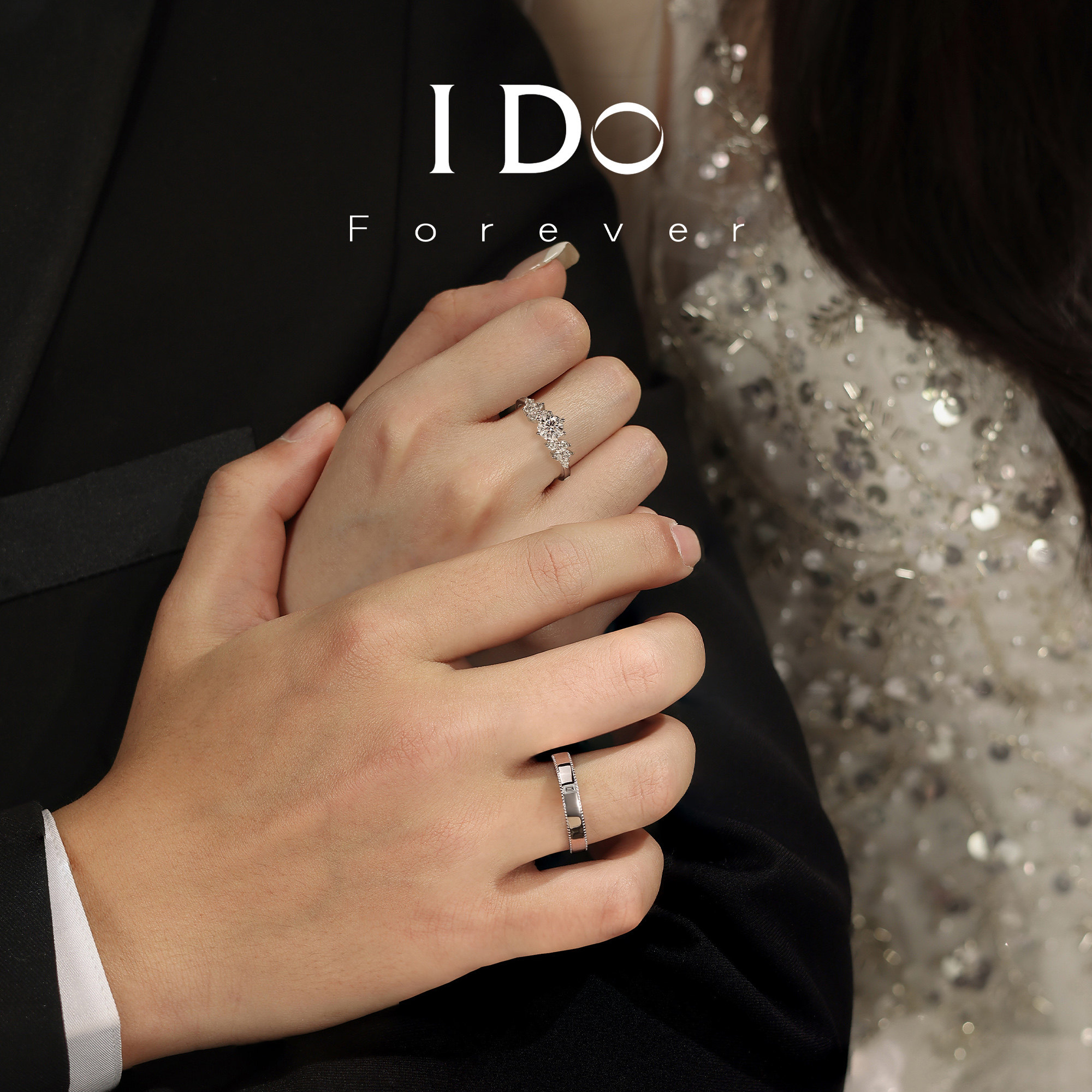 IDO Forever cultured diamond couple ring