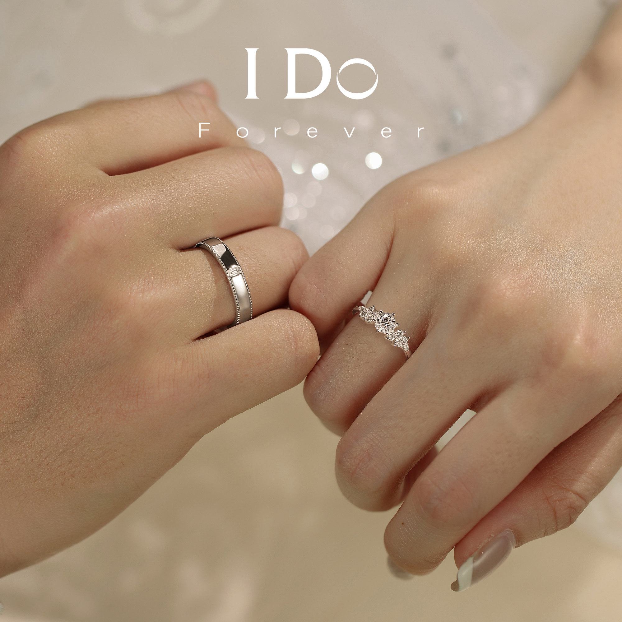 IDO Forever cultured diamond couple ring