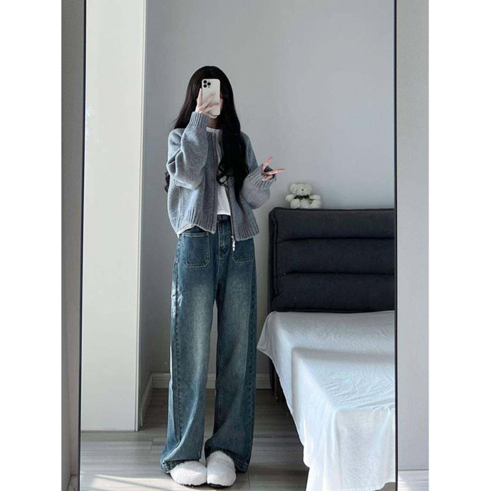 蓝女色毛衣外套针织开链衫学生潮国牌7594Q秋冬外穿拉上衣通勤卫,淘宝优惠券,粉丝福利购,淘宝优惠卷