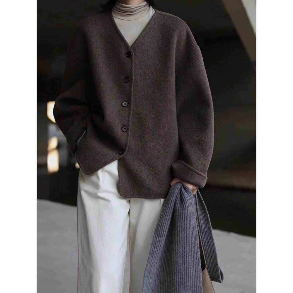 系复开古疏离感v领毛呢外套女秋子冬冷22528日淡系高级感衫夹克呢,淘宝优惠券,粉丝福利购,淘宝优惠卷