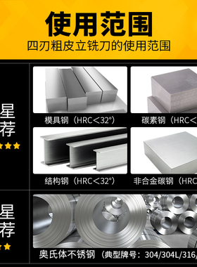 四刃波刃铣刀钢件粗铣铝用开粗专用高速钢玉米直柄数控粗皮立铣刀