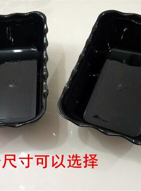 pc亚克力塑料盘 加厚长方形托盘 卤菜展示冷藏盘牛肉盘黑色花边盘