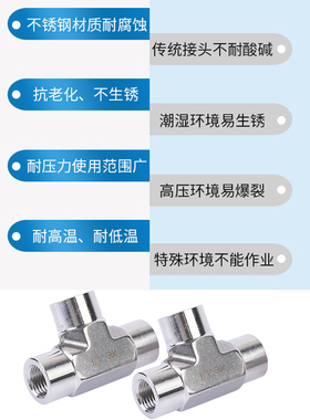 不锈钢内外丝三通接头 研磨模锻体内外丝弯头 表面光亮转角不戳手