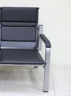简易办公沙发茶几组合商务接待室简约现代三人位铁架长条椅沙发