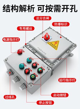 防爆启动器防水防尘配电箱二回路风机水泵开关防爆检修箱220V380V