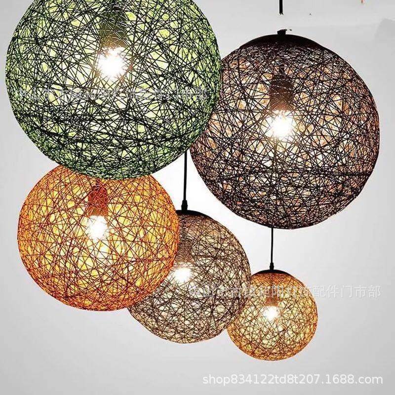 创意麻绳装饰餐吊灯藤艺吊灯复古灯圆球麻球吊灯手工麻腾麻球吊灯,淘宝优惠券,粉丝福利购,淘宝优惠卷