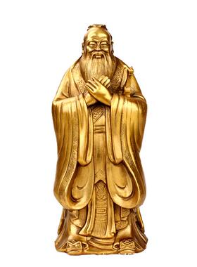 黄铜孔子像孔夫子办公室家居工艺品摆件办公桌摆设
