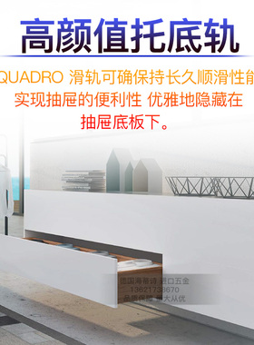 hettich海蒂诗托底轨道全拉阻尼缓冲抽屉轨滑道隐藏静音德国进口