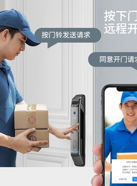 双门人脸识别智能大门锁 指纹锁家用别墅防盗门猫眼电子密码锁