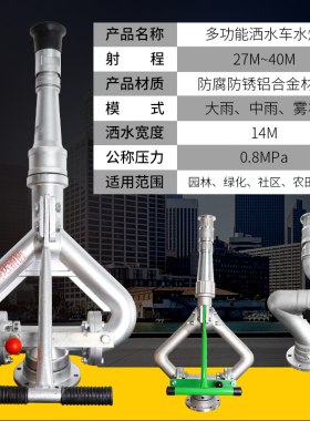 洒水车水炮高压炮带定位喷枪水枪头可旋转消防园林绿化用水炮配件