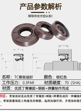 TC骨架油封密封圈丁青胶水泵水封内径12/14/15/16/17mm轴径耐油封