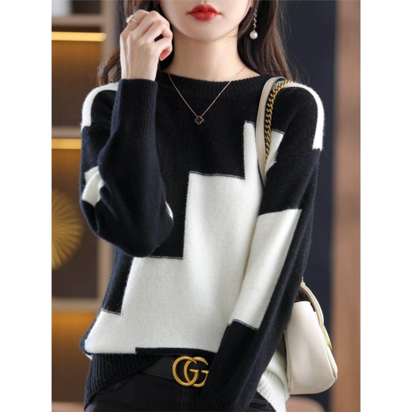 清仓捡漏~专柜撤回大牌秋冬针织上衣外贸女装羊绒衫打底拼色毛衣,淘宝优惠券,粉丝福利购,淘宝优惠卷