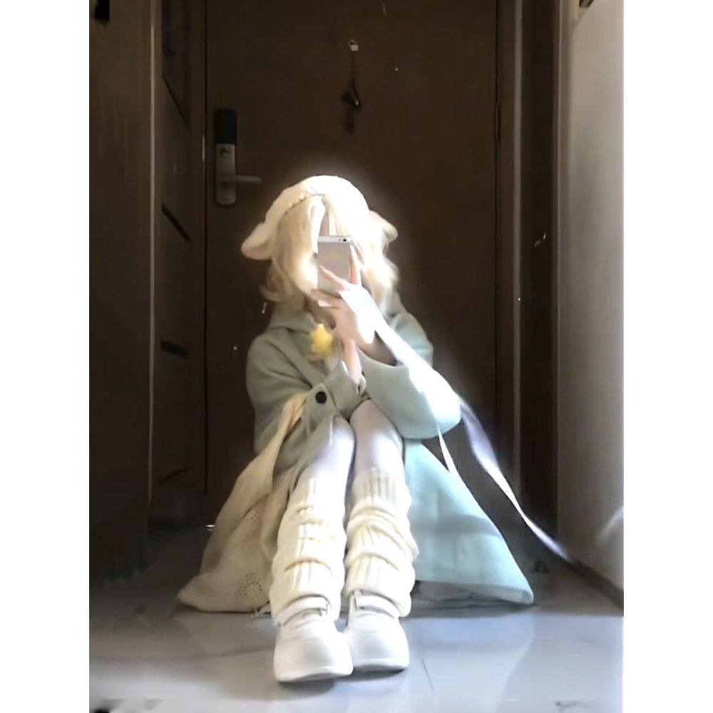 薄荷青提 冬季新款日系古早奈奈风设计感连帽中长款毛呢外套大衣,淘宝优惠券,粉丝福利购,淘宝优惠卷