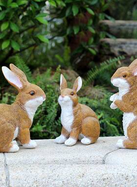 户外花园林玻璃钢动物雕塑仿真小白兔子摆件幼儿园景观草坪装饰品