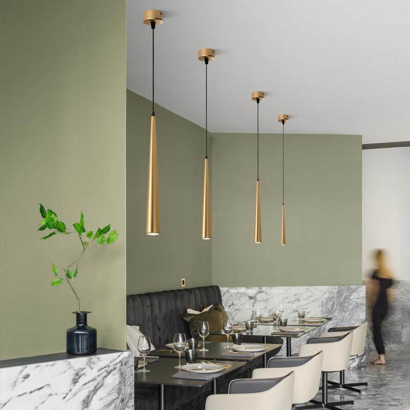 现代长筒吊线灯led吧台长筒圆柱形简约北欧餐厅前台锥形小吊灯,淘宝优惠券,粉丝福利购,淘宝优惠卷