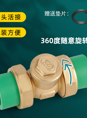 止回阀卧式热熔20PPR双活接逆止自来水管水表25单向阀32铜4分6分