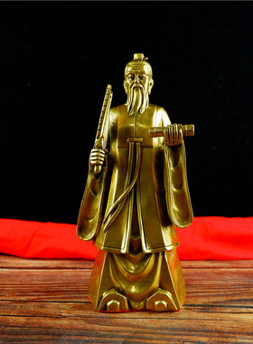 纯铜姜子牙神像黄铜姜太公在此打神鞭钓鱼摆件装饰品家居办公室