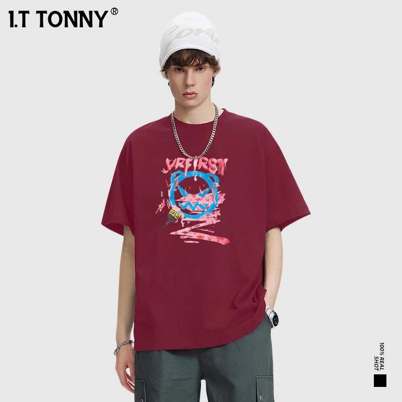 潮牌I.T TONNY官方旗舰店2026爆款印花T恤圆领情侣短袖上衣正品XL