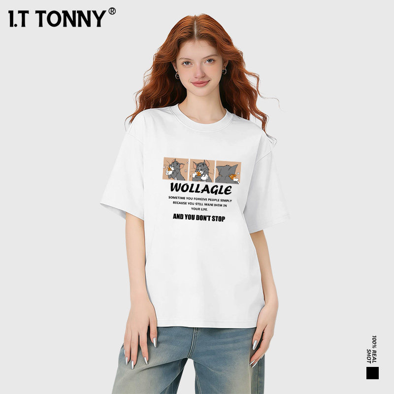 潮牌I.T TONNY圆领情侣短袖T恤纯色耐看版型逛街约会时尚款