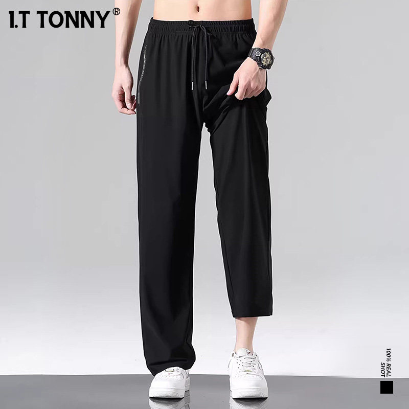 潮牌I.T TONNY上新冰丝速干休闲裤男士薄款直筒长裤凉感运动裤XL