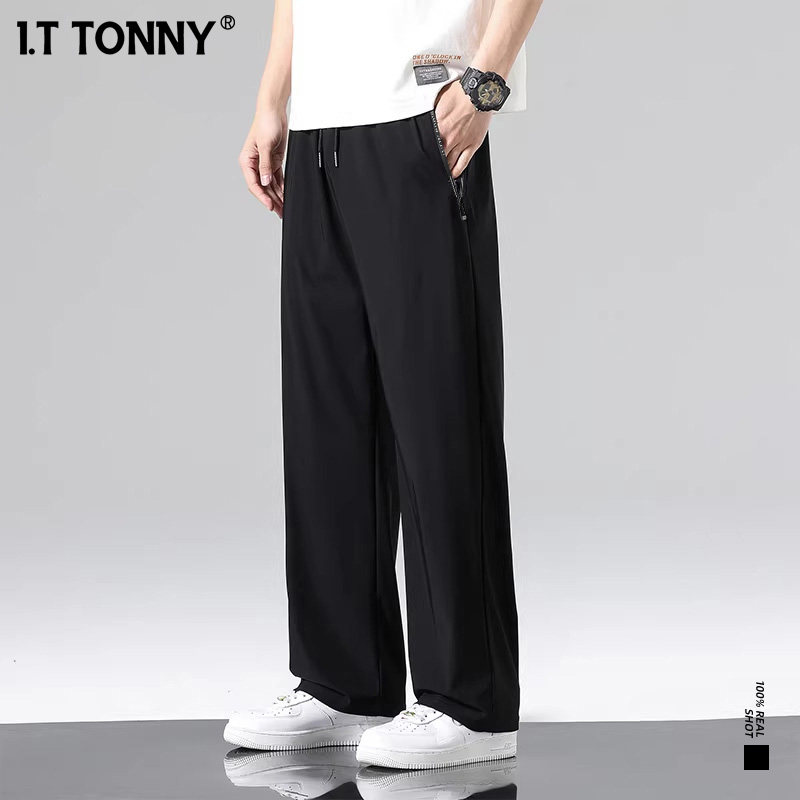 夏季薄款休闲裤大码男士口袋运动裤百搭休闲冰丝透气长裤