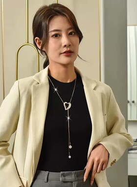项链女爱心珍珠长款吊坠毛衣链