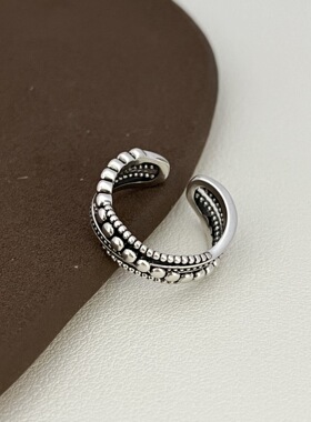 几何高级感圆珠环绕复古镂空戒指