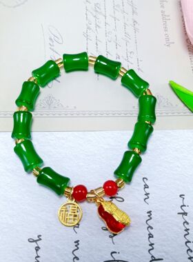 新中式网红竹节手链金色花生貔貅