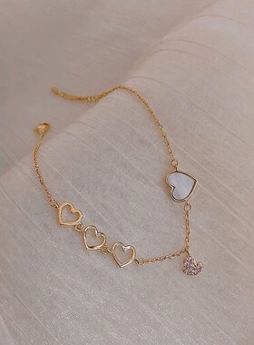 网红韩版闺蜜心形手链女学生超仙