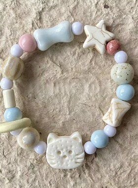 可爱饼干猫咪手链小众中式百搭