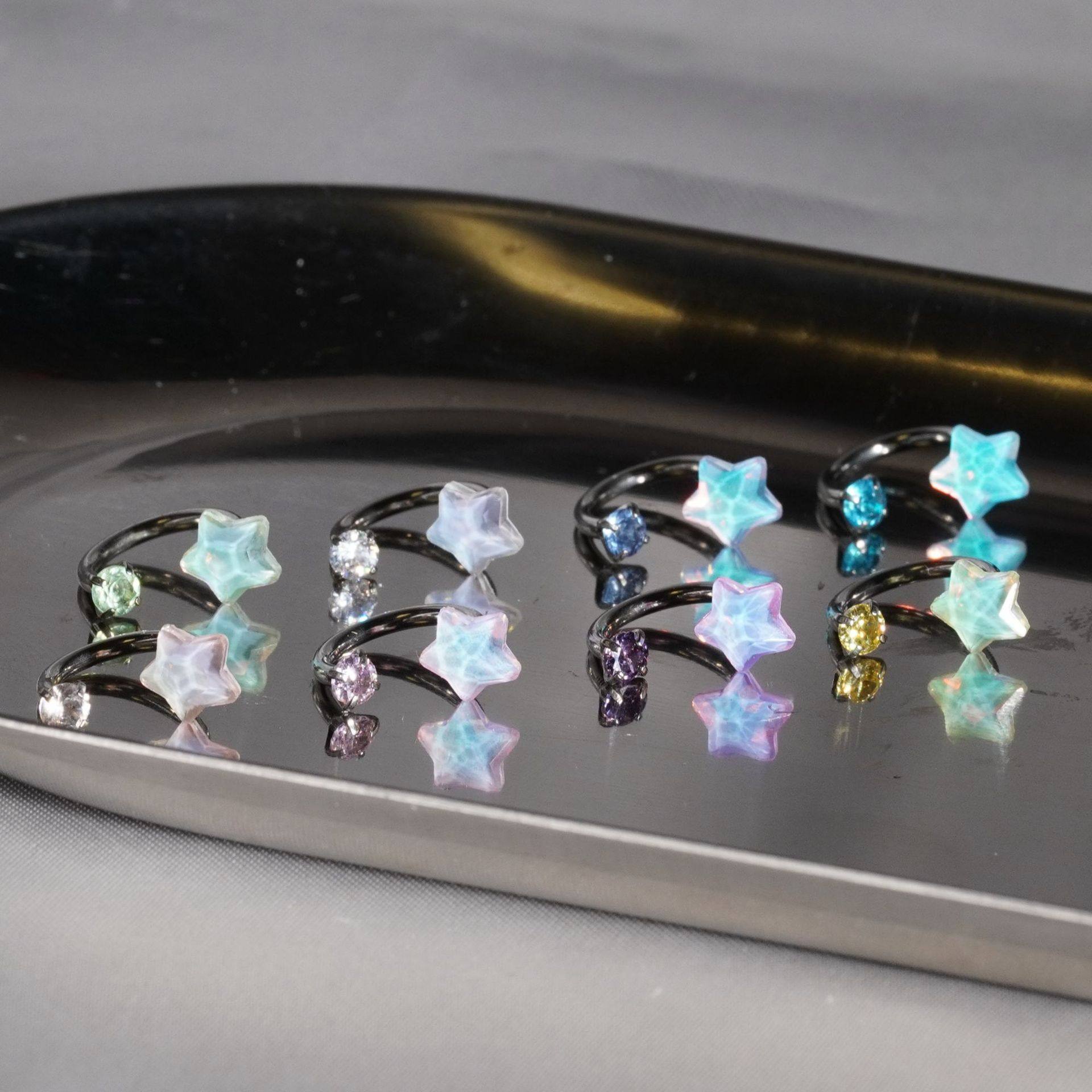 摩卡星星马蹄环锆石不锈钢唇环.内牙耳骨环人体穿刺饰品,淘宝优惠券,粉丝福利购,淘宝优惠卷