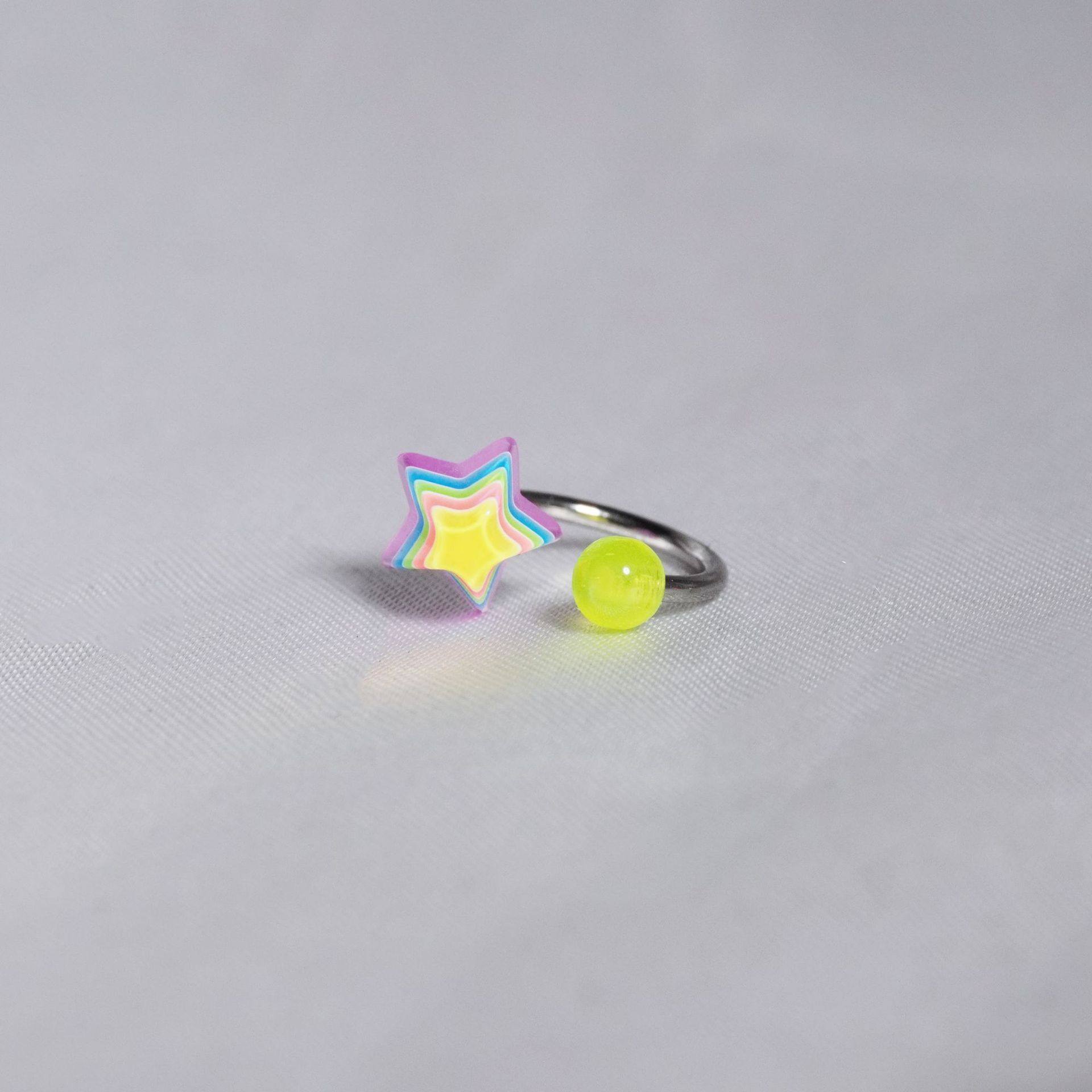 星星爱心唇环不锈钢马蹄环彩色树脂五角星耳骨环新款穿刺饰品,淘宝优惠券,粉丝福利购,淘宝优惠卷