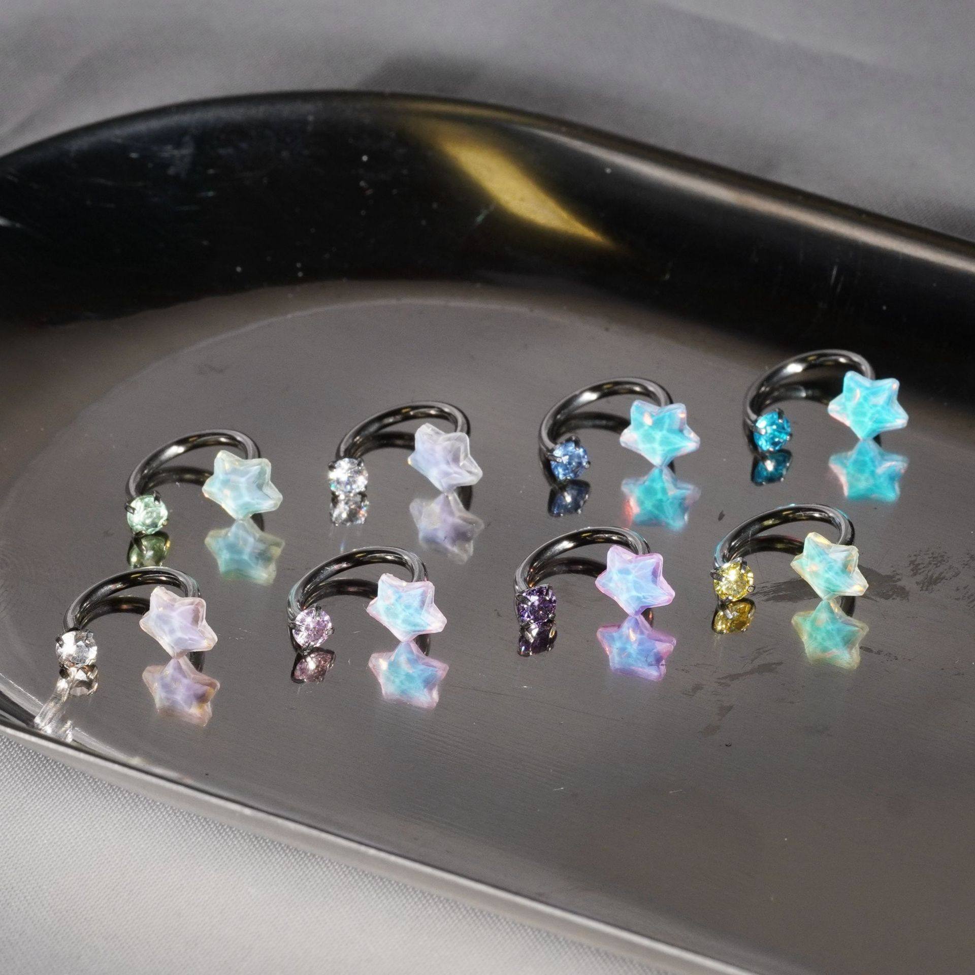 摩卡星星马蹄环锆石不锈钢唇环.内牙耳骨环人体穿刺饰品,淘宝优惠券,粉丝福利购,淘宝优惠卷