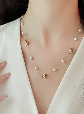 新款满天星珍珠项链小众设计复古