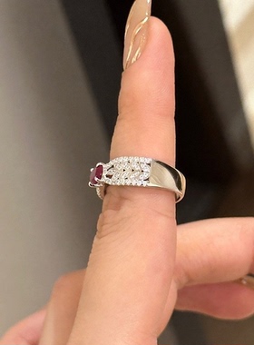 红刚玉925银复古宫廷麦穗满钻