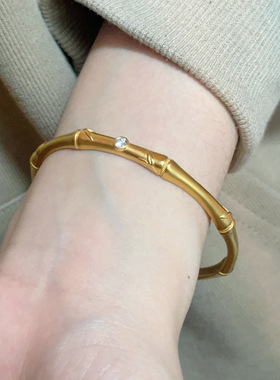 同款时尚简约金色点钻竹节手镯女