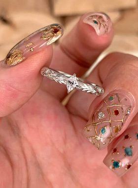 中古风切花拉丝马眼钻女戒｜2026