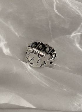 韩版罗马数字复古镀银指环