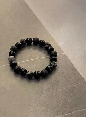 黑色串珠男士手链女款小众设计感