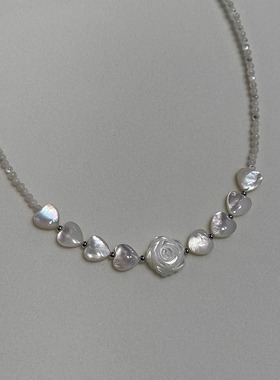 白蝶贝贝母法式优雅山茶花项链简约气质网红马蹄螺爱心花朵颈链女