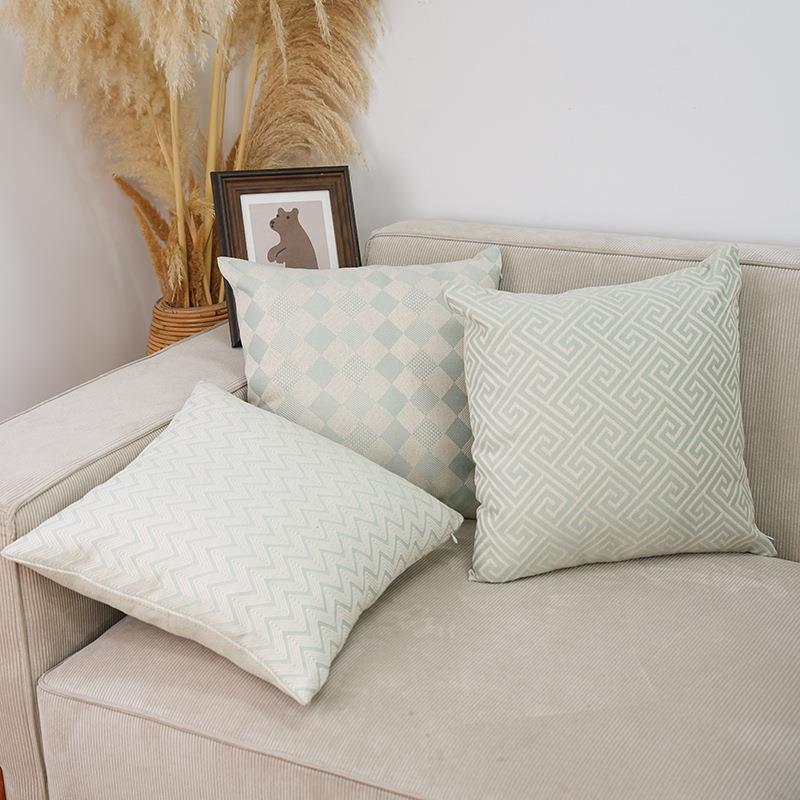 Simple Nordic style pillow, living room sofa pillow, green pattern pillow, bay window cushion, bedside replacement pillow cover