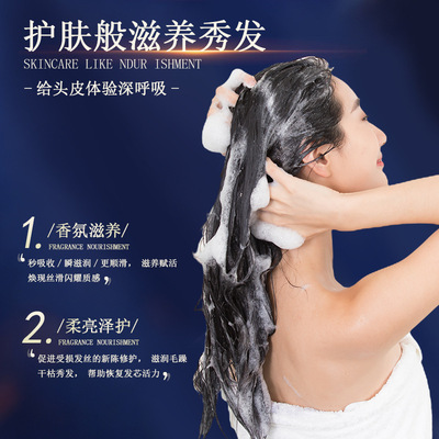 2瓶鱼子酱洗发水500ML+1瓶发膜500ML蓬松控油去屑柔顺强韧发质