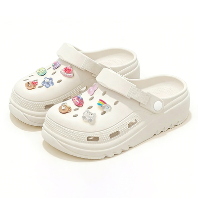 七色纺厚底增高洞洞鞋女款踩屎感