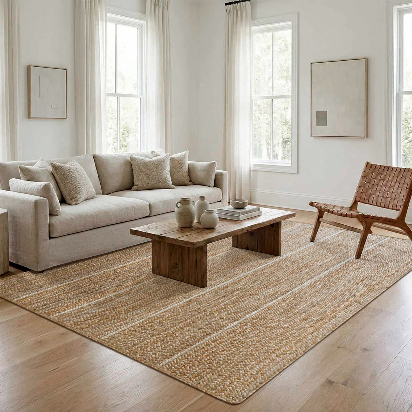 Natural jute hand-woven carpet Italian style living room coffee table blanket bedroom bedside bay window environmentally friendly glue-free floor mat